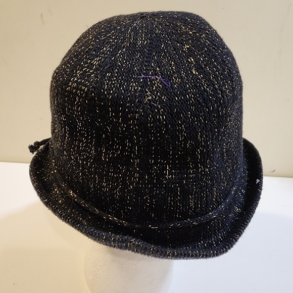 Women's Black and Golden Glitter Fedora Cotton  Hat  OS - Picture 5 of 11